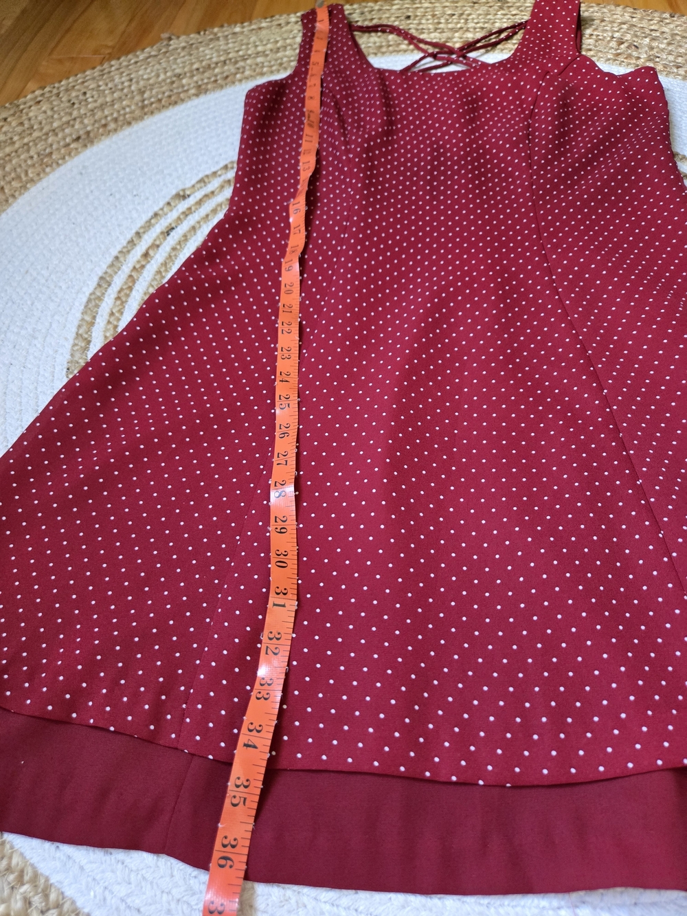 Vintage 90s Burgundy Polka Dot Midi Dress Retro Pin-Up Romantic Casual Chic - Picture 13 of 16